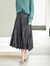 Crinkled Pleated Elastic Waist Midi Skirt
