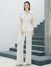 Solid High Waist Flow Wide Leg Pants