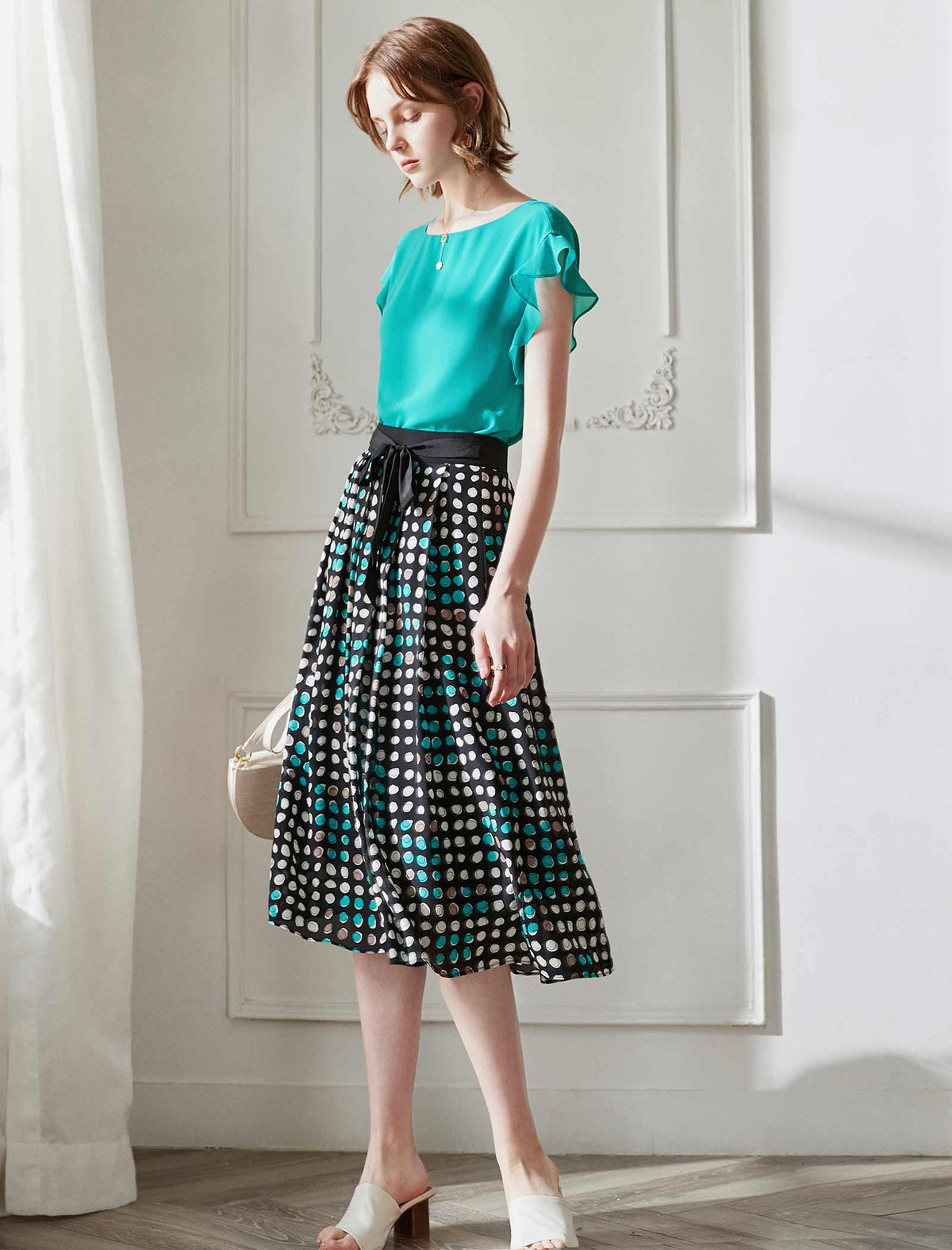 Silk Polka Dot Skirt