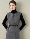 Gray Herringbone Wool-Blend Tweed Vest