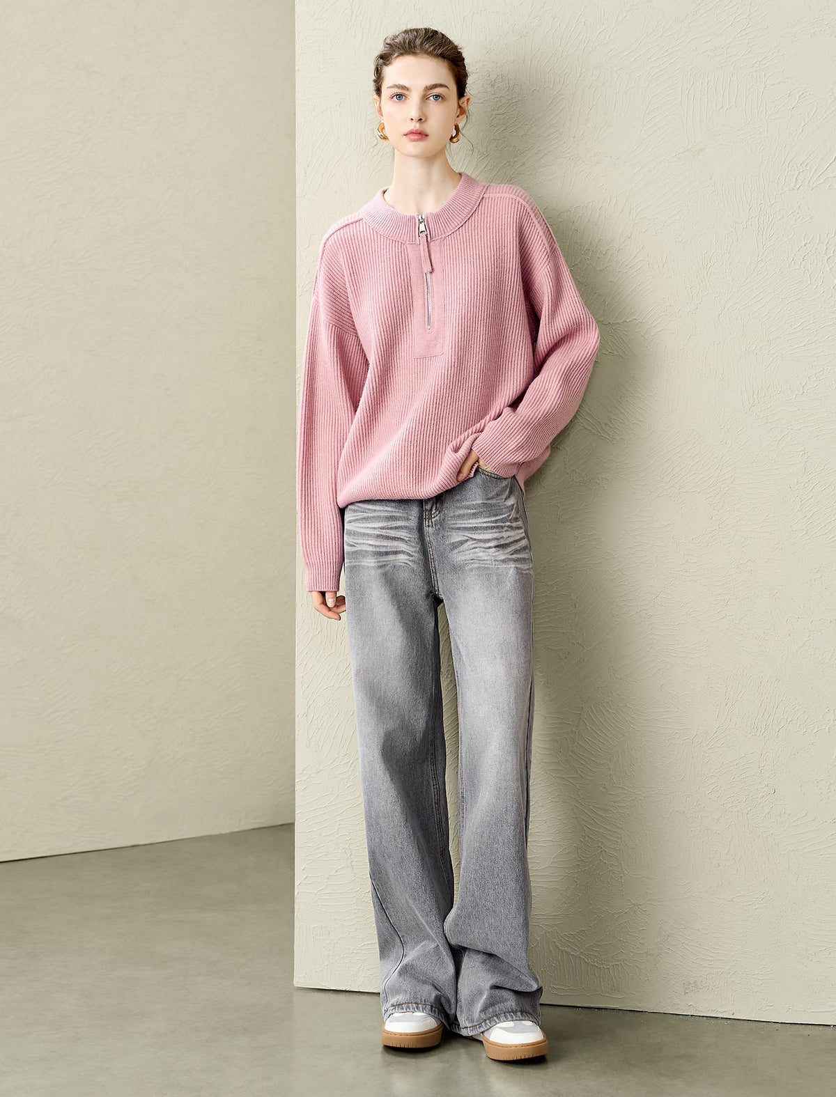 Grey Wide-Leg Jeans