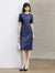 Denim Button Detail Short Sleeve Midi Dress