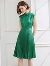 Shirt Collar Pleated A-Line Dress