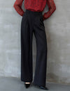 Black Wide-Leg Tailored Pants