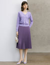 Purple Butterfly Jacquard V-Neck Cardigan