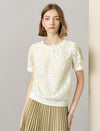Cream Floral Lace Short Sleeve Top