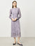 Lace Embellished neckline Pocket Detail Midi Dress