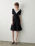 Black And White V-Neck Flared Dress