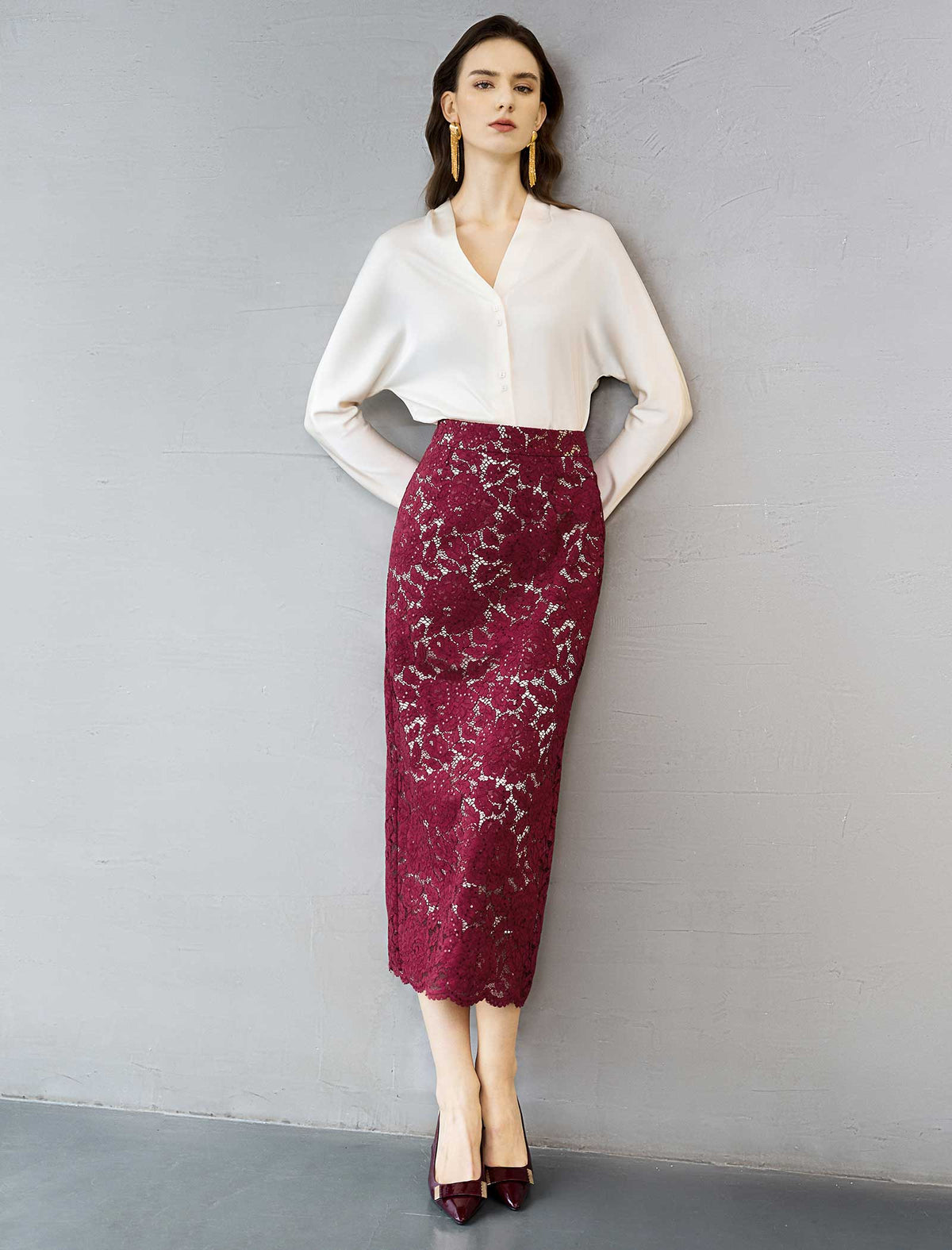 Satin V-Neck Blouse