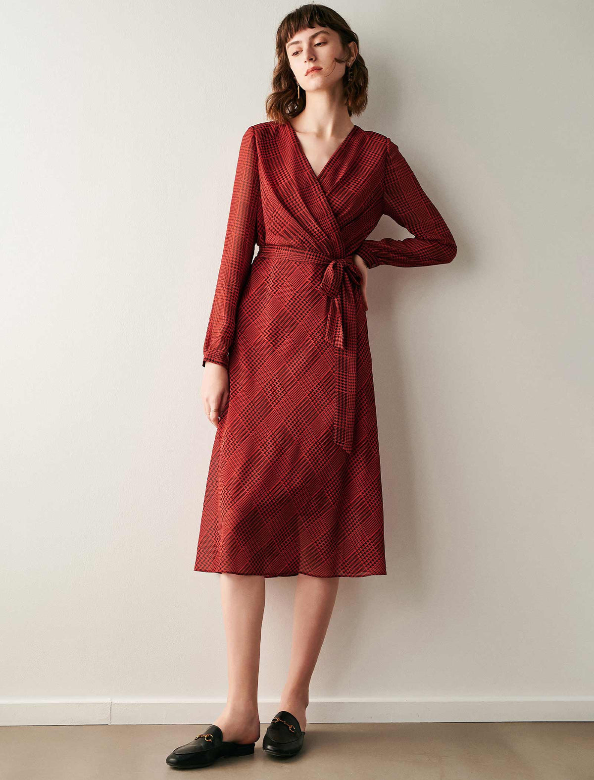 V Neck Wrap Dress