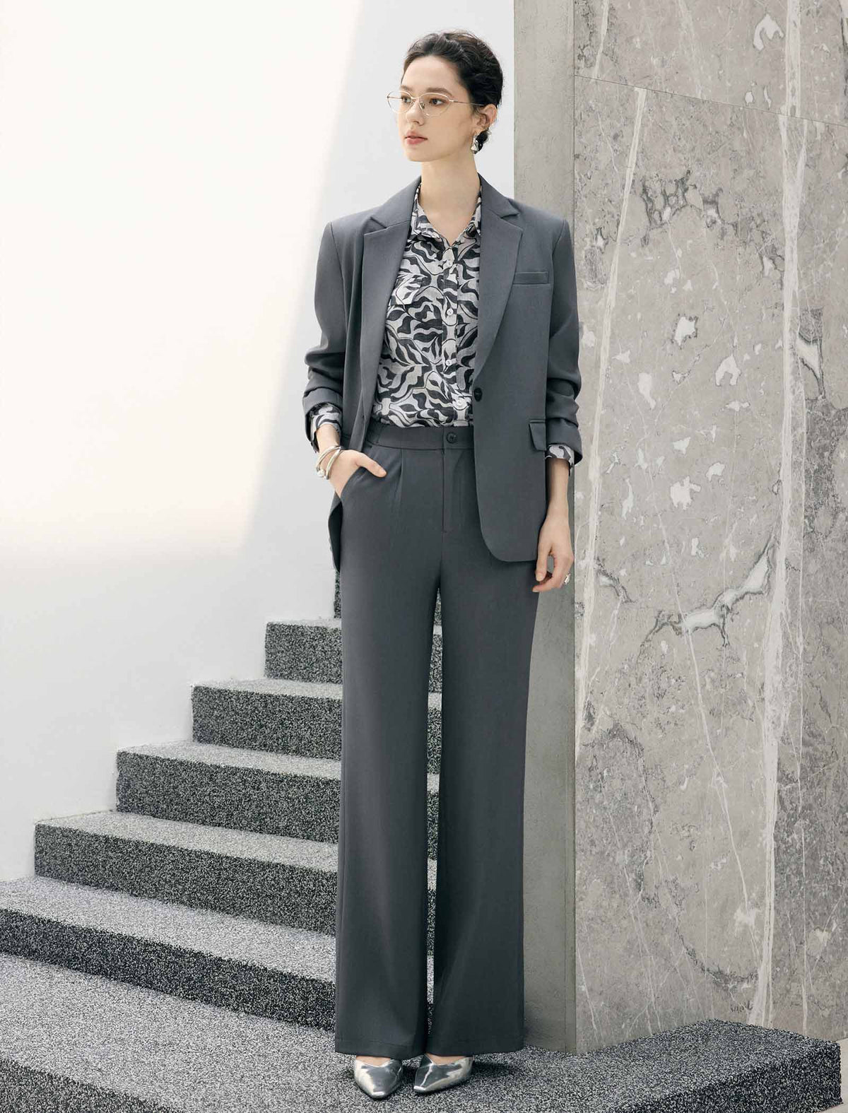 High Waist Wide Leg Full Length Trousers