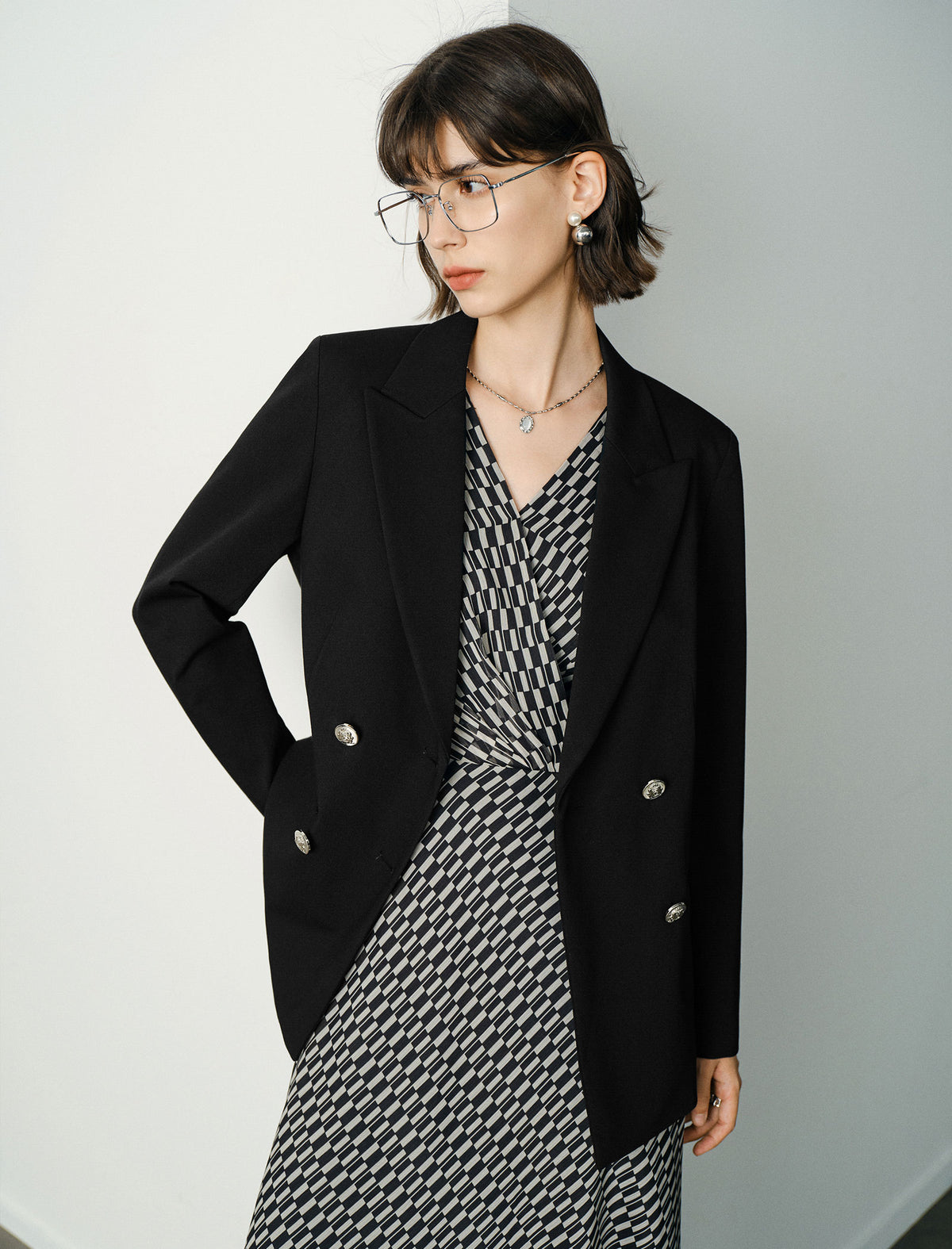 Black Double-Breasted Blazer