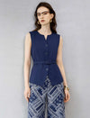 Sleeveless Tailored Vest With Waist Belt