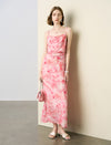 100% Mulberry Silk Watercolor Cowl Neck Maxi Dress