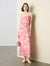 100% Mulberry Silk Watercolor Cowl Neck Maxi Dress