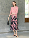 Abstract Brushstroke Print Fishtail Midi Skirt