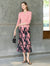 Abstract Brushstroke Print Fishtail Midi Skirt