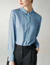 Geometric Print Button Down Blouse