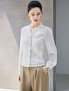 Pearl Beaded V Neck Sequin Lace Blouse