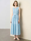 Light Blue Ruffle Lace Tiered Maxi Dress