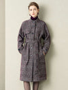 Classic Plaid Wool-Blend Stand Collar Coat