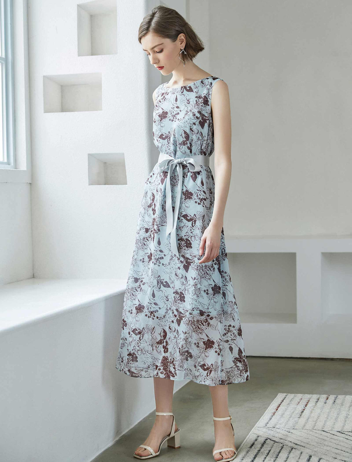 Chiffon Floral Sleeveless Dress