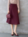 Burgundy High Waisted A Line Midi Skirt