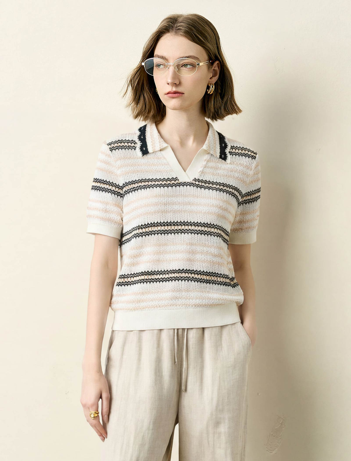 The Effortless Pointelle Stripe Polo
