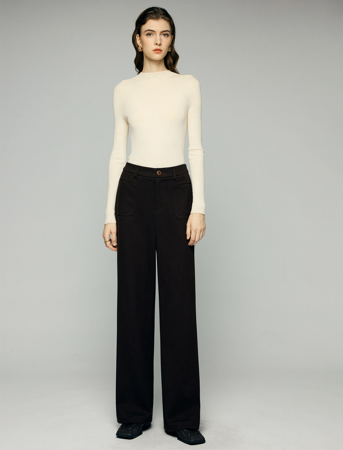 High-Waist Pocket Straight-Leg Pants