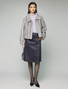Striped Collared Zip-Front Cropped Jacket