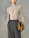100% Wool Mock Neck Knit Top