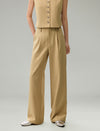 Linen Blend Wide-Leg Tailored Pants