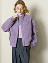Lavender Textured Wool Blend Bomber Jacket