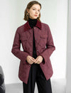 Burgundy Velvet Collar Quilted Jacket
