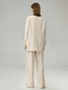 Linen Blend Wide-Leg Tailored Pants