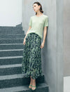 Mint Green Open Knit Scallop Short Sleeve Knit Top