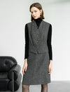 Wool Gray Old-Money V-Neck Vest Coat