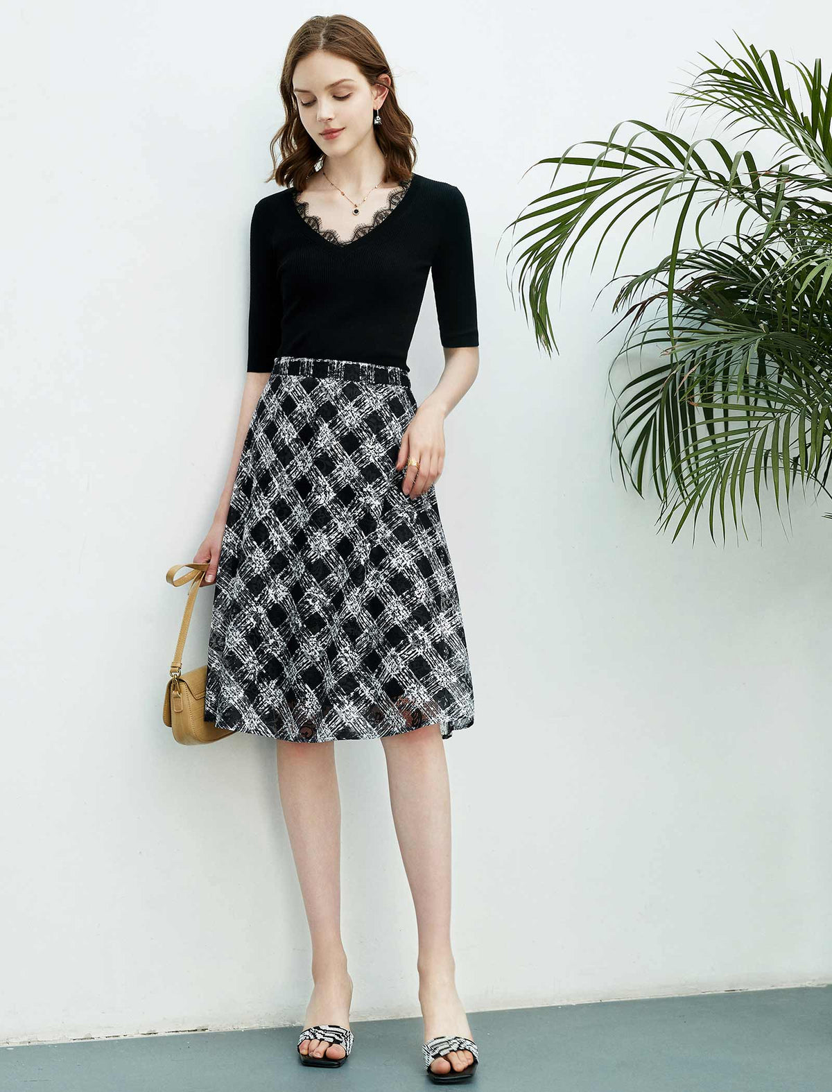 Plaid Lace Skirt