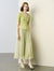 Light Green Tulle Pleated Midi Skirt