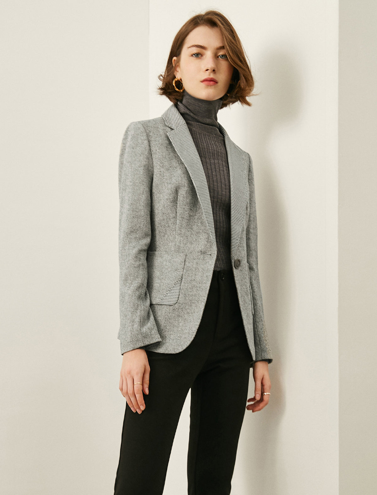 Wool Blend Pocket Blazer
