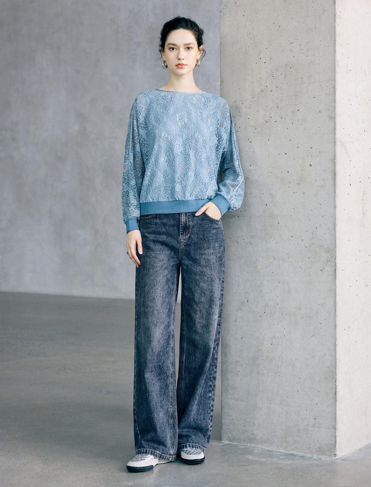 High-Waisted Wide Leg Denim Pants