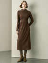 Mock Neck Wrap Detail Long Sleeve Midi Dress