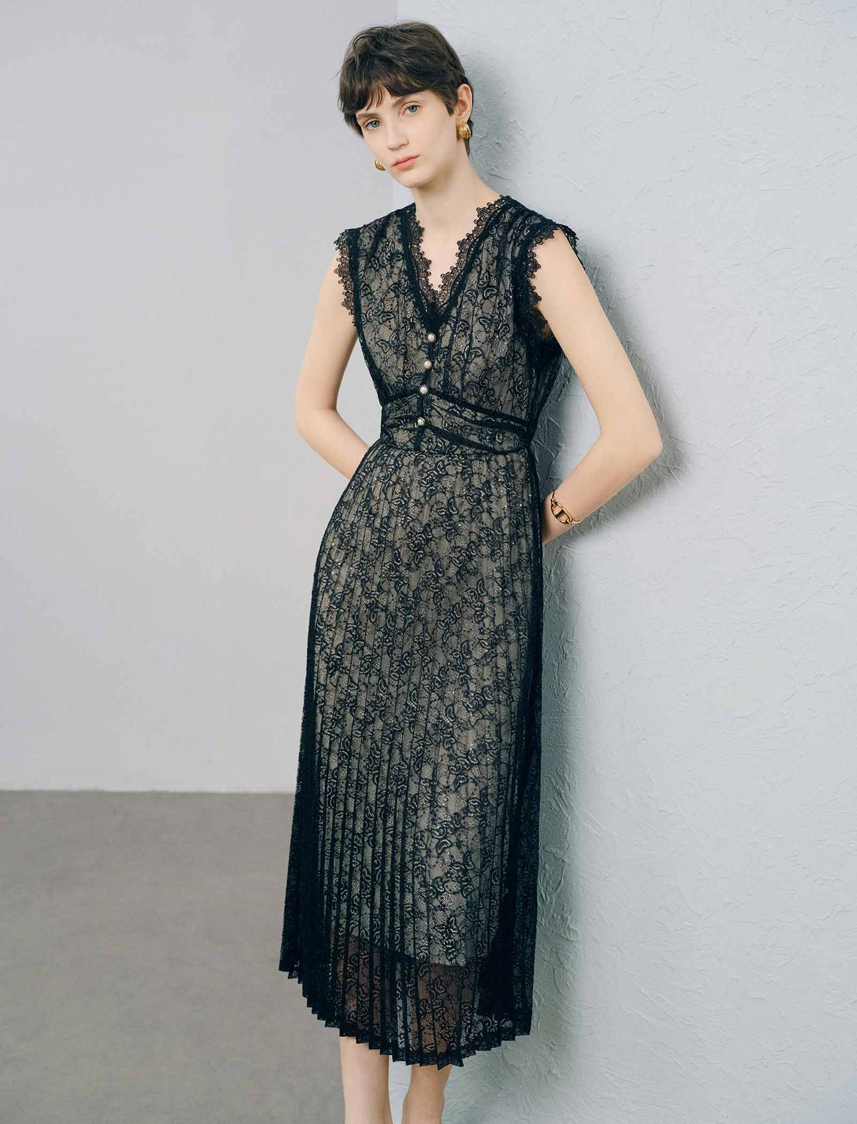 Black Lace Mesh Sheath Dress