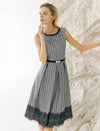 Striped Sleeveless Belted Dress