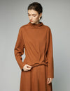 Wool Blend Twist-Front Mock-Neck Relaxed Top