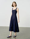 Denim Square Neck Midi Dress