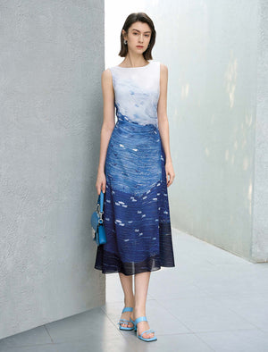 Ocean Breeze Sleeveless Midi Dress
