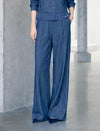 Front Pleated Wide Leg Pockets Detail Casual Pants