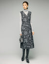 Paisley Print V-Neck Sleeveless Fitted A-Line Midi Dress