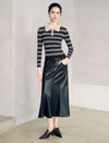 Wool Blend Striped Long Sleeve Sweater